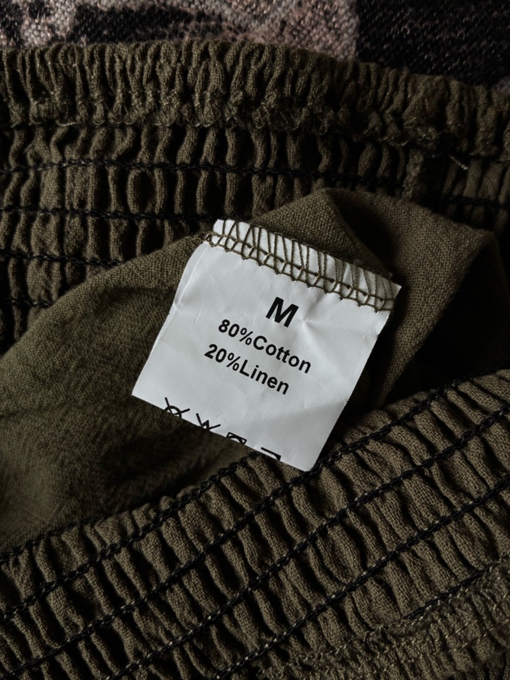 Cotton and Linen Blend Olive Green Tie-Waist Wide Leg Pants - Picture 6 of 8